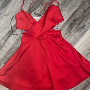 A line cutout red dress